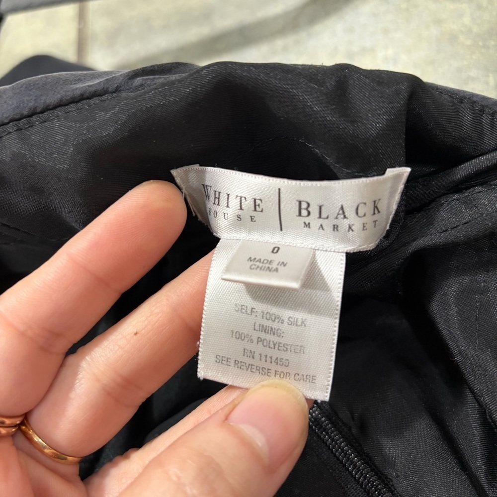 White House Black Market Ruffled Strapless Cocktail Fit N Flare Silk Dress Sz 0 - Picture 8 of 11
